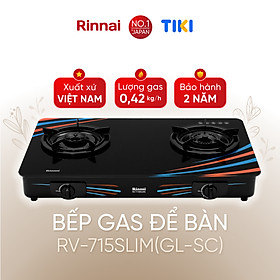 Bếp gas dương Rinnai RV-715Slim(GL-SC) mặt bếp kính và kiềng bếp men - Hàng chính hãng.