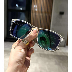 Kính râm Mắt vuông basic gọng trong suốt Mắt xanh gương chống nắng