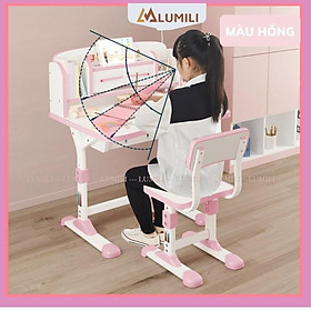 Mua bàn ghế học sinh Lumili D2 có giá sách chống gù chống cận  bàn học thông minh kèm kệ sách phù hợp cho học sinh tiểu học