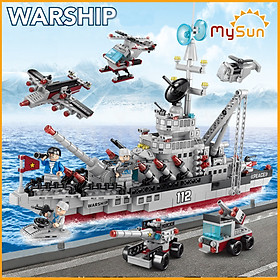 Bộ đồ chơi mô hình lắp ghép ráp tàu sân bay chiến hạm biến hình robot người máy khổng lồ