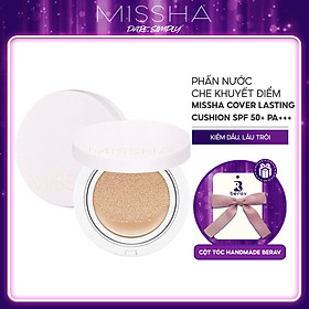 Phấn Nước Che Khuyết Điểm, Kiềm Dầu, Lâu Trôi Missha Magic Cushion Cover Lasting SPF50+/PA+++ 15g ( hồng nhạt ) - Tặng Kèm Cột Tóc Nơ BERAV Handmade Annie Ribbon Giao Màu Ngẫu Nhiên