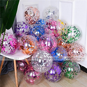 Mua Set 5 bóng bay Sequin trong suốt có nhũ kim tuyến bên trong trang trí sinh nhật  phòng cưới