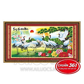 Tranh thêu chữ thập 3d Bát hạc đồng xuân chưa thêu