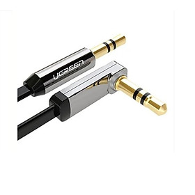 Dây Audio 3.5mm dẹt,mạ vàng 1 đầu vuông 90, TPE dài 1m UGREEN AV119 10597 - Hàng Chính Hãng.