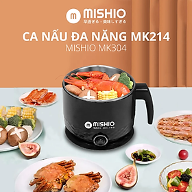 Bình đun inox304 nấu đa năng 1.5L Mishio - Hàng chính hãng - MK214 màu đen