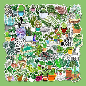 Set 50 Hình Sticker Chống Nước | Chủ Đề Cỏ Cây Hoa Lá