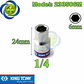Tuýp 6mm 1/4 Kingtony 233506M loại ngắn 6 cạnh màu trắng