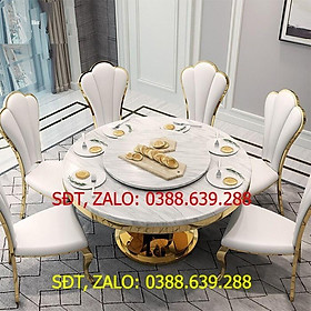 Ghế ăn chân mạ vàng PVD đen trắng lưng cao, Ghế ăn quý tộc bọc da cao cấp thiết kế đẳng cấp