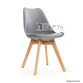 Mua Ghế ăn cafe fash food DSW-P1 Nội thất Capta Ghế ăn nhà hàng thân nhựa có nệm PVC màu xám chân gỗ tự nhiên cố định