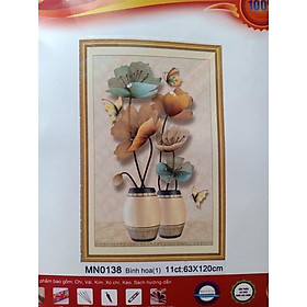 Mua Tranh thêu chữ thập Bình hoa sen MN0138-63x120cm