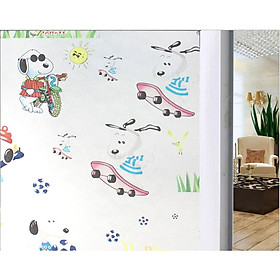Mua 5M Giấy Dán Kính Họa Tiết  chó trắng Không Cần Keo DK073 - Khổ 0.45m