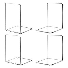4x Acrylic Bookends Books Holder Organizer Desk Book Support Bookshelf Book Stopper for Christmas Magazines Hold Heavy Books Recipe