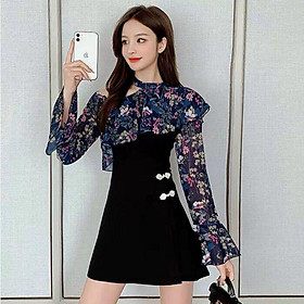 HÀNG NHẬP - SÉT BỘ ĐÙI THUN PHỐI VOAN HOA LỆCH VAI TAY DÀI