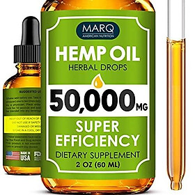 Hemp Seed Oil Drops 50,000 - Premium Colorado Seed Extract - Natural Omega 3, 6, 9 Source - Grown and Made in USA - Pain and Inflammation Relief, Reduces Stress and Anxiety, Provides Restful Sleep