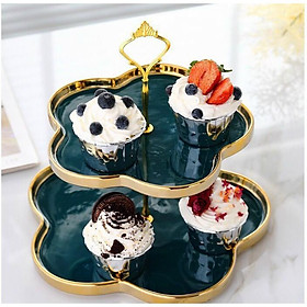Mua Khay sứ sương 2 tầng xanh cổ vịt đựng bánh  hoa quả