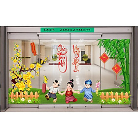Mua (HCM) Decal dán kính trang trí tết xuân Bính Ngọ 13 Binbin TTT13 decor văn phòng  nhà hàng khách sạn