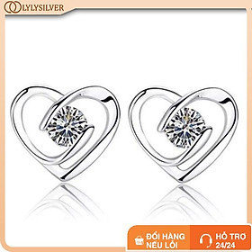 Bông Tai Bạc Nữ Lylysilver Tròn Đính Đá Hình Trái Tim