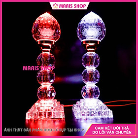 Mua  Giá một cặp  Đèn thờ hoa sen PHA LÊ nguyên khối toàn thân cao 28cm LED đổi màu cao cấp để bàn thờ  PHALE-X1-DAO 