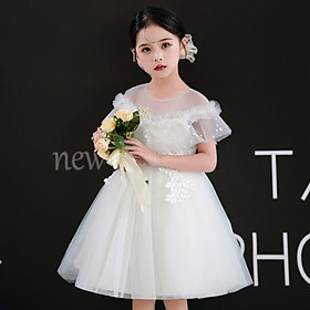 Đầm công chúa cho bé gái màu trắng múa và dự tiệc đẹp từ 12-35kg hàng Quảng Châu cao cấp