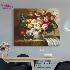 Mua Tranh sơn dầu số hoá tự vẽ lọ hoa tĩnh vật cổ điển Mã BH0253 Tịnh hương
