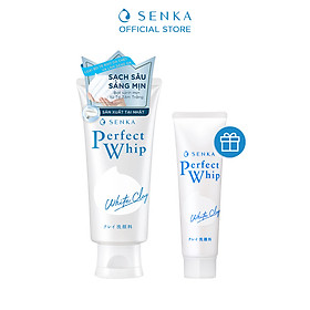 Sữa rửa mặt tạo bọt chiết xuất đất sét trắng Senka Perfect White Clay 120g tặng Sữa rửa mặt Senka Clay 50g