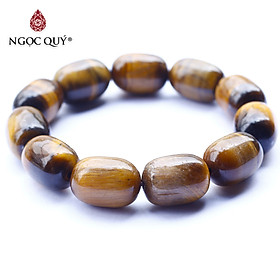 Vòng tay lu thống 13x18mm đá thạch anh mắt hổ vàng nâu mệnh thổ, kim - Ngọc Quý Gemstones