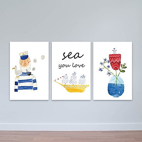 Mua Bộ 3 tranh treo tường Bắc Âu  You love sea  W2236 Canvas