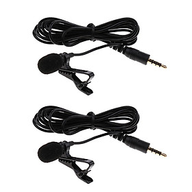 2x Omnidirectional 3.5mm Lavalier Lapel Tie Clip Microphone for Smartphone