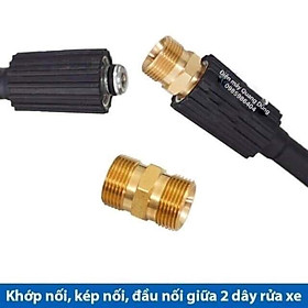 Khớp nối, kép nối, đầu nối giữa 2 dây xịt rửa - rửa xe áp lực cao (Hợp kim đồng)