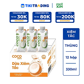 Thùng 12 Hộp Nước Dừa Cocoxim Tắc (330ml x12 Hộp)