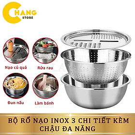 Mua Bộ Bào Nạo Rau Củ Kiêm Rổ Và Chậu Inox Cao Cấp Đa Năng Tiện Dụng