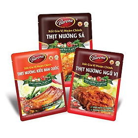 Combo Xốt gia vị hoàn chỉnh Barona: 1 gói Thịt Nướng Hàn Quốc (80gr) + 1 gói Thịt Nướng Ngũ Vị (80gr) + 1 gói Thịt Nướng Sả (80gr)