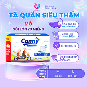Tã/Bỉm Quần Người Lớn Canny Siêu Mềm, Siêu Thấm, Kháng Khuẩn Size M,L 20 Miếng