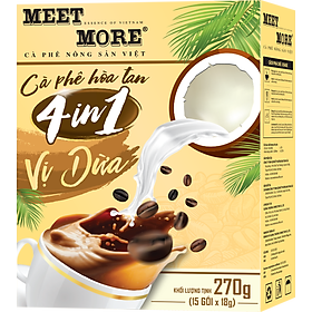 Cà Phê Dừa Hòa Tan 4in1 Meet More - Hộp 15 Gói