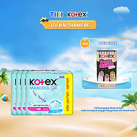 Combo 4 gói băng vệ sinh Kotex Maxcool French Spa Siêu mỏng cánh 23cm (20M/gói)