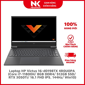 Mua Laptop HP Victus 16-d0198TX 4R0U0PA (Core i7-11800H/ 8GB DDR4/ 512GB SSD/ RTX 3050Ti/ 16.1 FHD IPS  144Hz/ Win10) - Hàng Chính Hãng