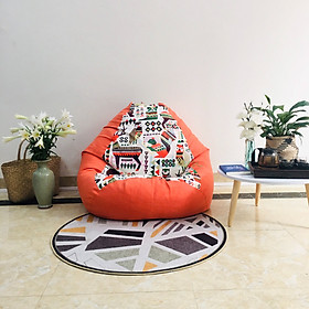 Mua Ghế lười đa năng dáng lê  vải canvas mix màu  họa tiết thú size S 60X90CM   VỎ / LÓT / XỐP