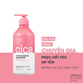 Dầu gội và dầu xả phục hồi tóc hư tổn giảm bết Derma & More CERAMIDE giảm gãy rụng, dưỡng tóc bóng khỏe 600ml