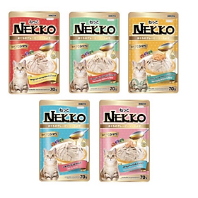 Pate Nekko xốt Garvy cho mèo Nekko Đủ Vị Gravy 70g - Cá ngừ + Cá cơm