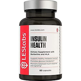 LES Labs Insulin Health, Blood Sugar Support Supplement for Metabolic Health, Healthy Weight, Safe for PCOS & Diabetics with Berberine & Chromium, 60 Capsules