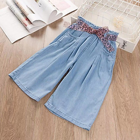 Quần bò giấy lửng kèm dây đai bé gái 3-12 tuổi