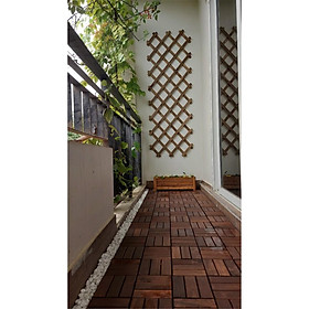 Mua Viên Gạch Gỗ Tự Nhiên Ngoài Trời Tiêu Chuẩn Xuất Khẩu - Sàn gỗ vỉ nhựa ngoài trời 12 nan (30x30x2.5cm  1m2=11vỉ)