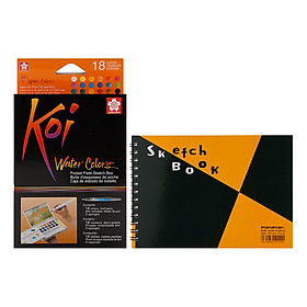 Màu Nước Nén Koi Water Colors Sakura 18 Màu - Tặng Sổ Sketch Book