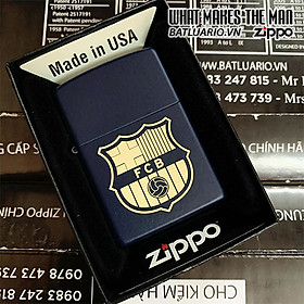 Bật Lửa Zippo 239 Xanh Đen Khắc Fc Barcelona 03 – Zippo 239.Fcb03