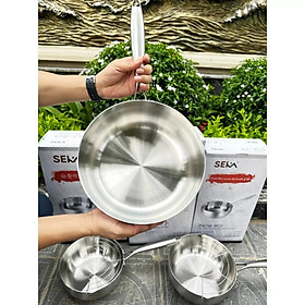 Mua Chảo Inox  Chảo Inox Đúc Nguyên Khối Chống Dính SEKA Size Từ 22  24  26cm Đun Được Mọi Loại Bếp  tặng kèm vỉ gác chảo