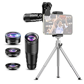 APEXEL APL-22X105-4IN1 Metal Phone Camera Lens 22X Telephoto Lens Fisheye Lens Wide Angle Lens Macro Lens Polarization