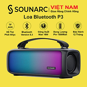 Loa Bluetooth Không Dây Di Động SOUNARC P3, Công Suất 16W, Phiên bản Bluetooth 5.1, Thời gian hoạt động lên đến 7 giờ, Chống Nước IPX4 - Hàng chính hãng