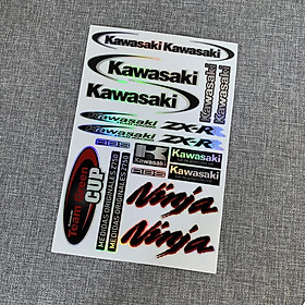 Miếng dán logo Kawasaki màu laser phản quang chống thấm nước trang trí mũ bảo hiểm