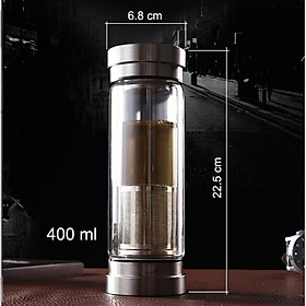 Mua BÌNH GIỮ NHIỆT 2 ĐẦU KIÊM LỌC PHA TRÀ BẰNG THỦY TINH 2 LỚP VÀ INOX CAO CẤP 400ml