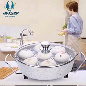 Mua Chảo lẩu điện đa năng  nồi lẩu tròn vân đá kèm hấp xửng 30cm